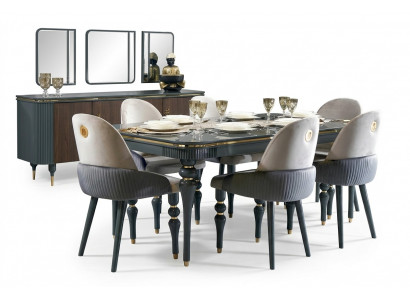 Iesszëmmer Set Iess Grupp Holz Dësch Dëscher Komplett 7-stëck Set Iessdësch 6x Stull.
