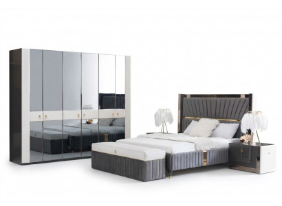 Schlofkummer Komplett Set Bett Nofschrëfft Hocker 5tlg Design Holz Miwwel Sets Nei