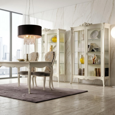 Vitrine Massivholzmiwwelen Glas Schaf Schief Vitrinen Wunnzëmmer Konsol Neit