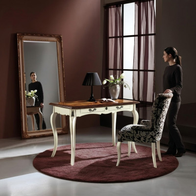 Stull mat Armlehn Iesszëmmerstull Holz Iesszëmmer Still Design Fauteuil Art déco