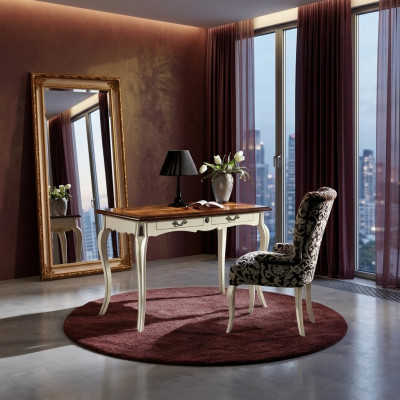 Stull mat Armlehn Iesszëmmerstull Holz Iesszëmmer Still Design Fauteuil Art déco