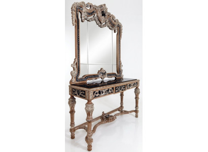 Wandspigel Landhausstil Konsole Schminktisch mat Spigel Konsolendësch Braun