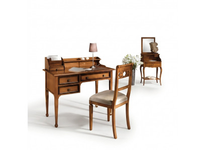 Holz Dësch Stull Dëscher 2-Stéck Ariichtung Massivholz Büro Schreifdësch Fotell Dësch