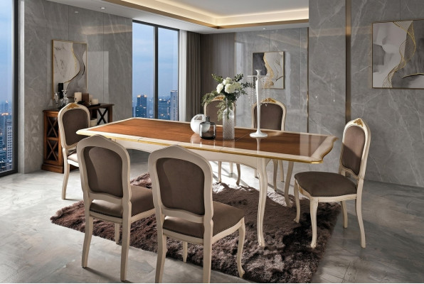 Barock Antik Stil Iessdësch Dësch Echt Holz Klassesch Design Dëscher Italien.
