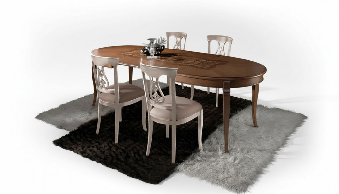 Iesszëmmer Set Iessgrupp Klassesch Echt Holz 4 Deeler Set Stull Garnitur 4x Still