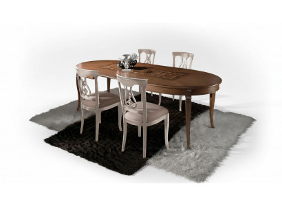 Iesszëmmer Set Iessgrupp Klassesch Echt Holz 4 Deeler Set Stull Garnitur 4x Still