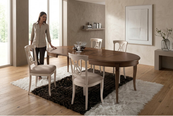Komplett Set Iessdësch 4x Still Iesszëmmer Set Iess Grupp Holz Dësch Dëscher 5tlg