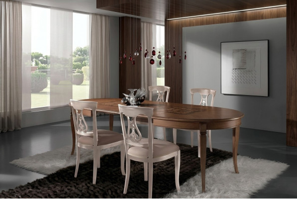 Komplett Set Iessdësch 4x Still Iesszëmmer Set Iess Grupp Holz Dësch Dëscher 5tlg