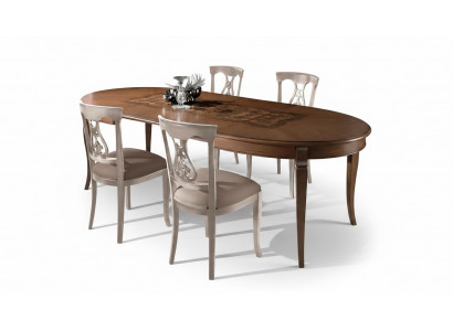Komplett Set Iessdësch 4x Still Iesszëmmer Set Iess Grupp Holz Dësch Dëscher 5tlg