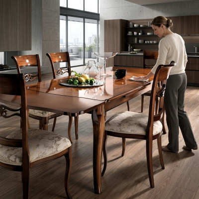 Modernt Dësch Iesszëmmer Schiebedësch Design Naturholz Iessdësch Massivholz Miwwelen
