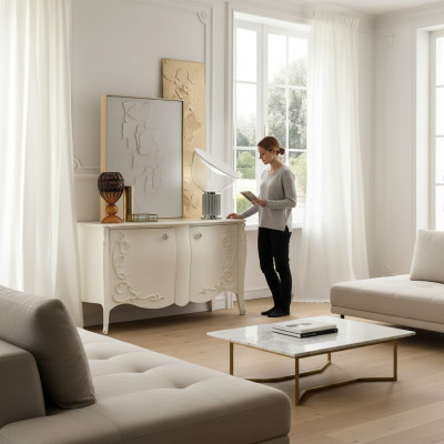 Kommoden Wunnzëmmer Kommode Scheiwen Holz Sideboard Schaf Schief Massiv.