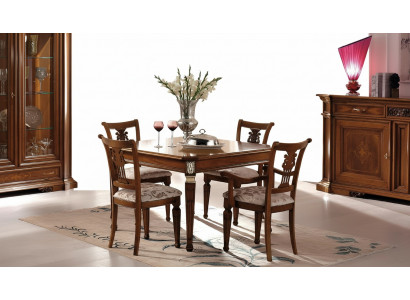 Set 4x Stull Still Fauteuil Iesszëmmer Garnitur Holz Modern Grupp Lehnstull Miwwelen