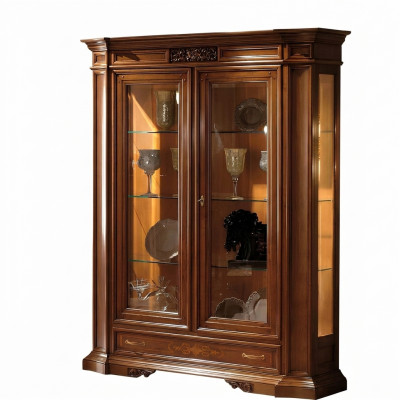 Vitrinn Kommode Vitrinnen Luxus Glas Schaf Schief Braun Holz Design Miwwelen