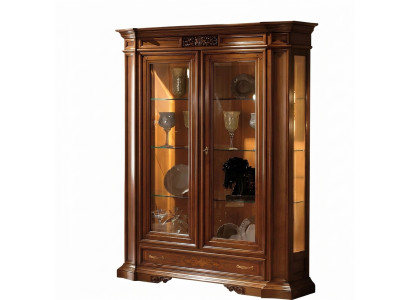 Vitrinn Kommode Vitrinnen Luxus Glas Schaf Schief Braun Holz Design Miwwelen