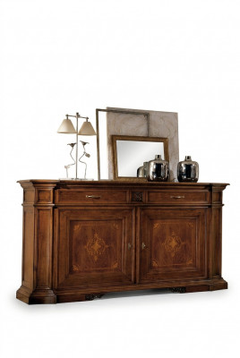 Luxus Kommode Héich Schaf Kommoden Sideboard Schief Holz Braun Italienesch Miwwelen