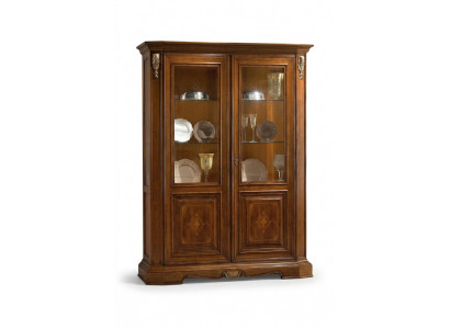 Vitrine 2 Dier Holz Schaf Vitrine Wunnzëmmer Show Schief Design Glas Miwwelen