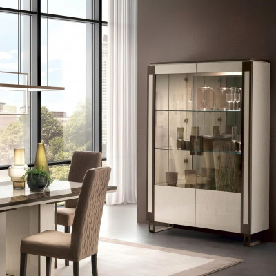 Vitrine 2 Dier Schaf Vitrinen Wunnzëmmer Schief Design Schaf Miwwelen Glas Nei