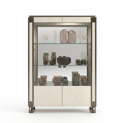 Vitrine 2 Dier Schaf Vitrinen Wunnzëmmer Schief Design Schaf Miwwelen Glas Nei