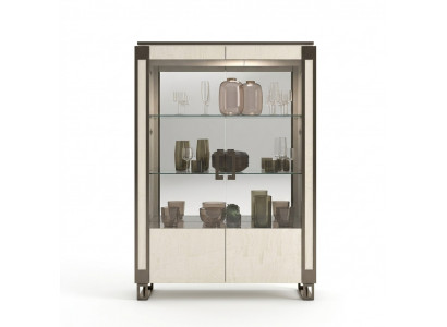 Vitrine 2 Dier Schaf Vitrinen Wunnzëmmer Schief Design Schaf Miwwelen Glas Nei