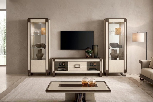 Design Wunnwand Sideboard 2x Vitrin RTV Lowboard Anrichte 3 tlg. Set Wunnwänn.