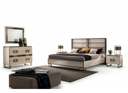 Schlofzëmmer Bett Nuetsdësch Komoud Spigel Polsterbett Duebelbett Set 5tlg.