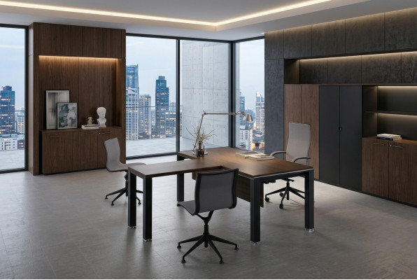 Schreifdësch Dësch mat Besprechnungsdësch Chefdesk Frezza Büro Ariichtung Miwwelen