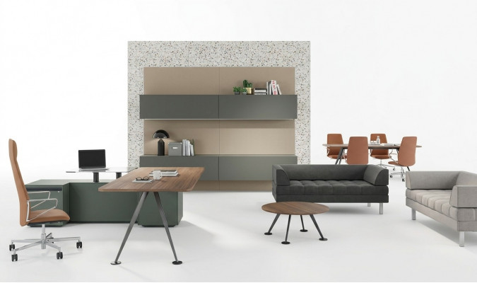 Eckschafft Miwwelen Büro Zëmmer Miwweldesign Schreifdësch Holz Dësch Dëscher