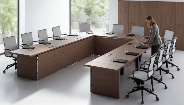 Konferenzdësch Still Grupp Büro Miwwelen Italien Büro Dësch Versammlung Dësch 7 Stéck.