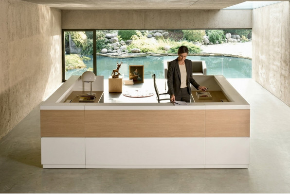 Counter Desk Büro Miwwel Receptioun Empfangsdësch Thek Empfangsthek Miwwel Italien