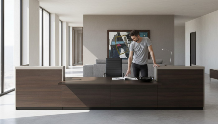 Thek Büro Schreifdësch Aarbechtsdësch Bürosmief Immobilen Émpfangstheik Comptoir Nei