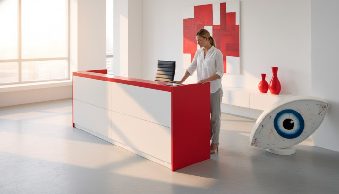 Empfangsdësch Büro Miwwelen Empfangsdëscher Dësch Affekotebüro Praxis Frezza Comptoirmiwwelen