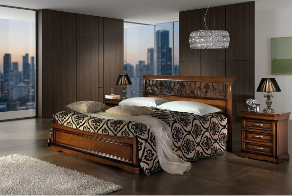 Luxus Bett Holz Schlofzëmmer Set Better 2x Nuetsdësch Konsole Säitentësch 3tlg.