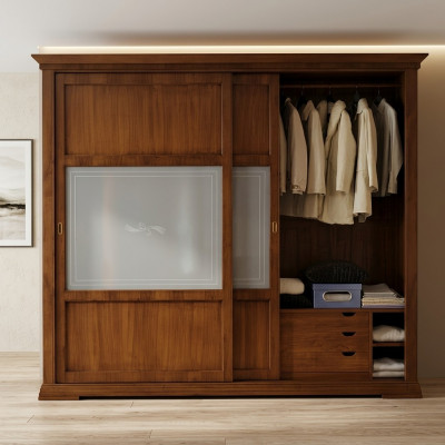 Luxus Kleederschaf Schlofzëmmer Schaf Massivholz Schief Italienesch Miwwelen