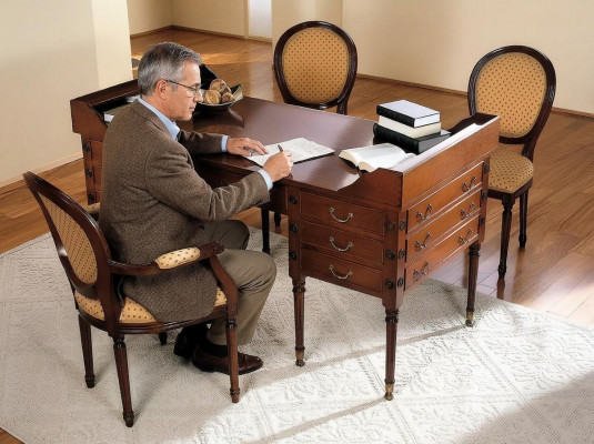 Dësch mat Still Holzbüroschräiner Büro mat Schief Aarbechtsdësch 2deelerig