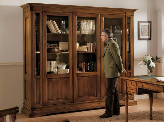 Schaf Regal Wunnzëmmer Bicherregal Holz Bëroschaf Schief Vitrin Italien