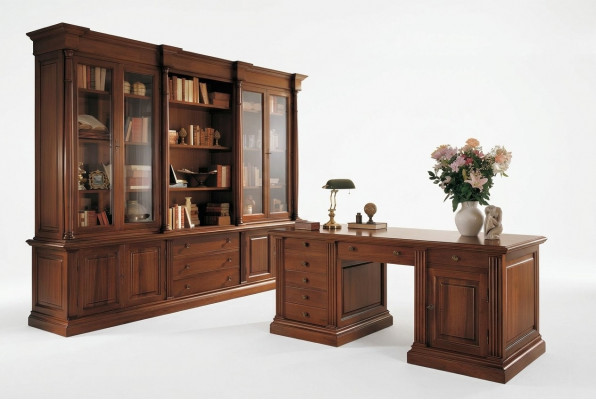 Büro Miwwelen Massivholz Schreibtisch Bücherschaf Dësch Regal Schaf 2-Deeler