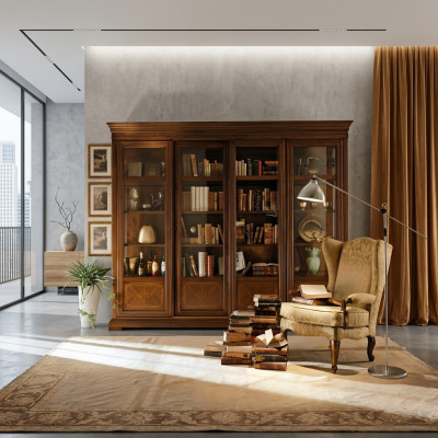 Büro Regal Schaf Tirang Büroschaf Glasdieren Miwwelen Design Massiv Holz