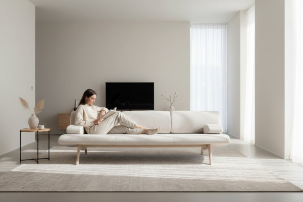 Designer-Sofa 3-Sëtzer Couch Gepolstert Sofas Designsofa Nei Sëtz Drësëtzer Holz