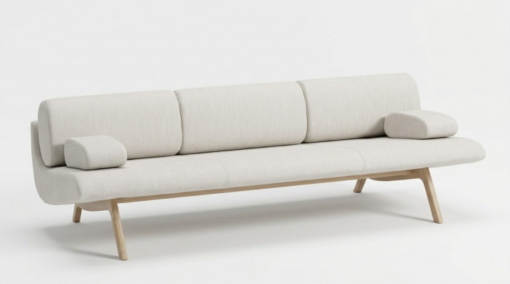 Designer-Sofa 3-Sëtzer Couch Gepolstert Sofas Designsofa Nei Sëtz Drësëtzer Holz