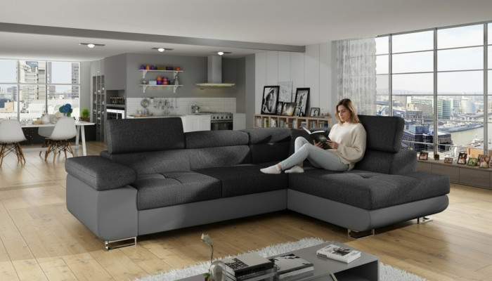 Eck Stoff Ecksofa L-Form Canapé Canapé Design Canapé Polster Textil Modern Textil
