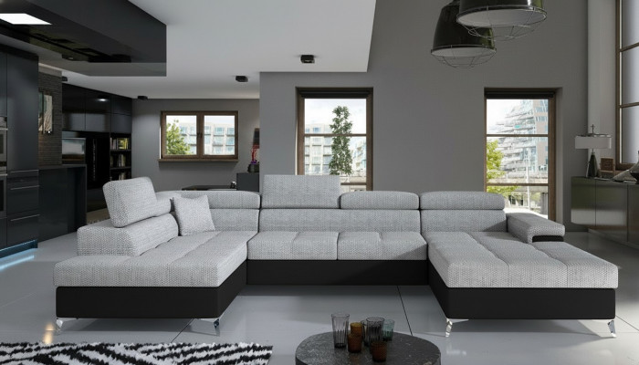 Stoff U-Form Canapé Wunnlandschaft Ecksofa Garnitur Design Modern Sofa Modern Nei