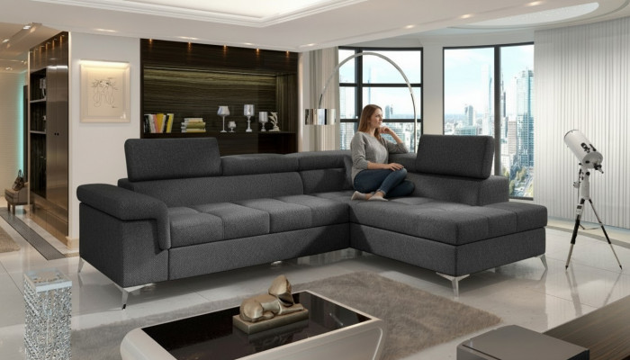 Eckcouch L-Form Couch Design Polstersofa Schlofcouch Textil Bettfunktioun Textil