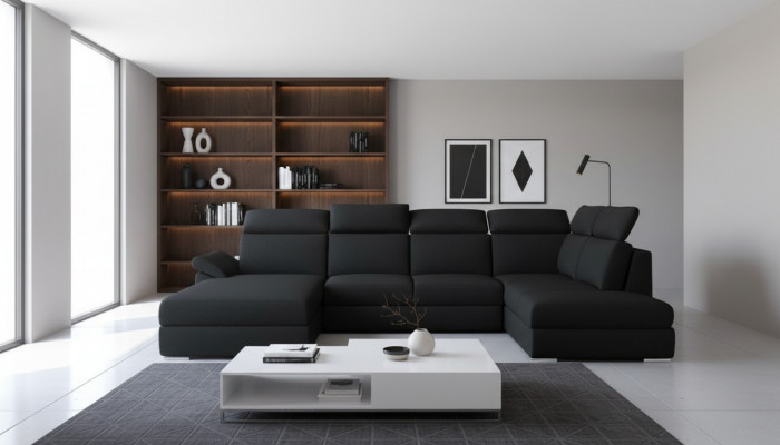 Eckcouch Stoff Eckgarnitur U-Form Canapé Design Canapé Polster Textil Modern