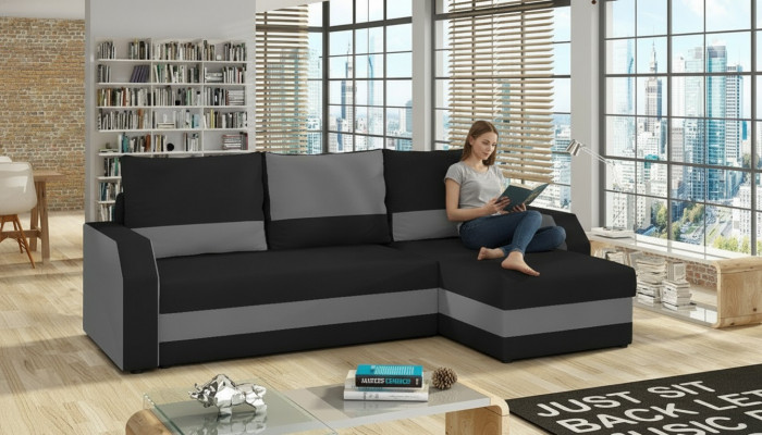Stoff L-Form Canapé Wunnlandschaft Eckssofa Garnitur Modern Design Sofa Canapéen