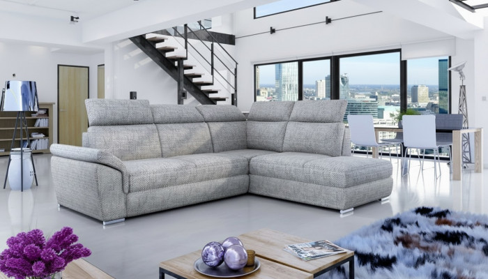 Stoff Ecksofa L-Form Sofa Couch Design Polster Modern Textil Bettfunktioun nei