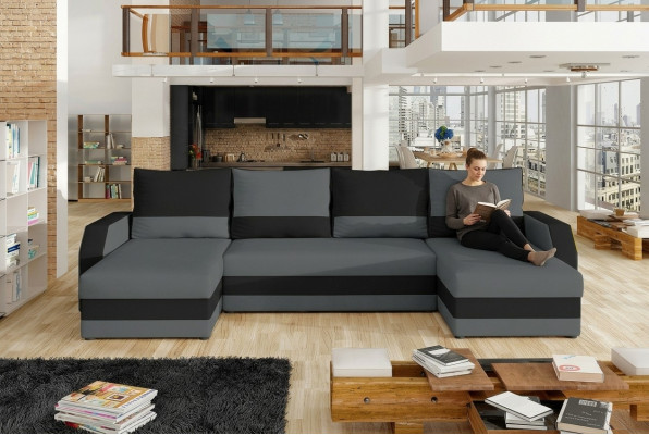 Eck Stoff Ecksofa U-Form Sofa Canapé Design Canapé Polstertextil Modern Textil
