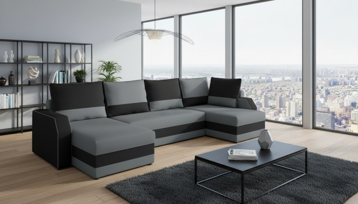 Eck Stoff Ecksofa U-Form Sofa Canapé Design Canapé Polstertextil Modern Textil