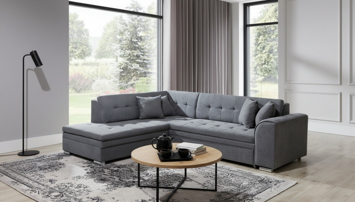 Ecksofa L-Form Designer Wunnlandschaft Sofa Canapé Polster Sëtz Garnitur Textil