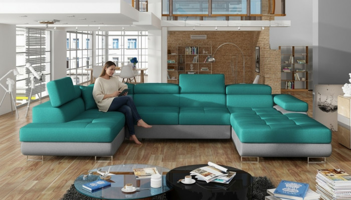 Stoff U-Form Canapé Wunnlandschaft Eckeckcouch Garnitur Modernen Design Sofa Modern Nei