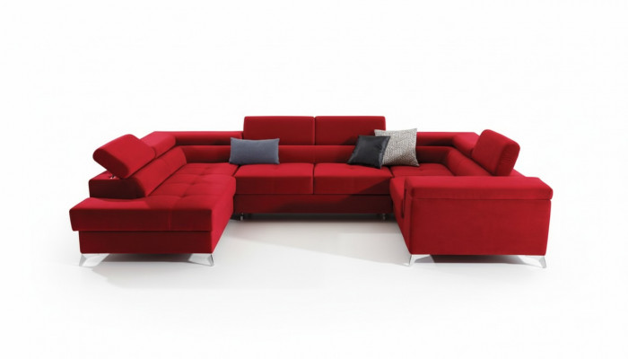 Ecksofa U-Form Sofa Canapé Design Polster Schloofsofa Bettfunktioun Wunnlandschaft